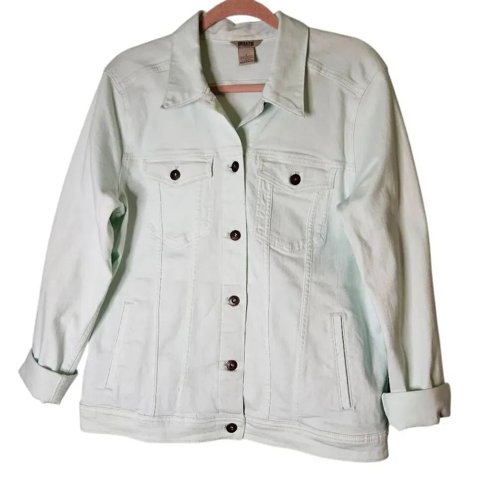 Duluth Trading Co light mint green denim jacket.  Size L.